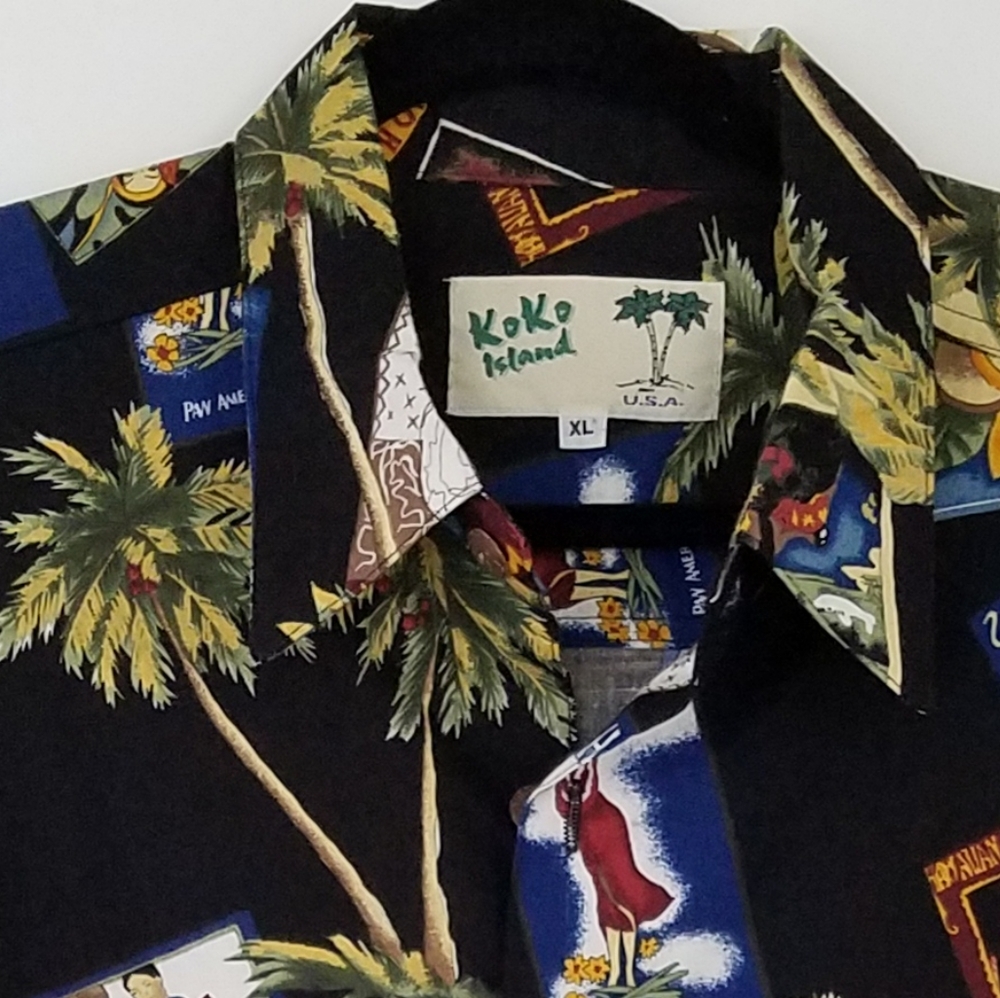 Men's Tiki Hawaiian shirt XL black Koco Island